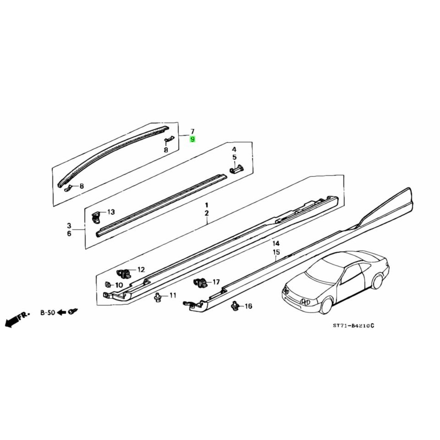 Honda OEM DC2 Integra Roof Mouldings