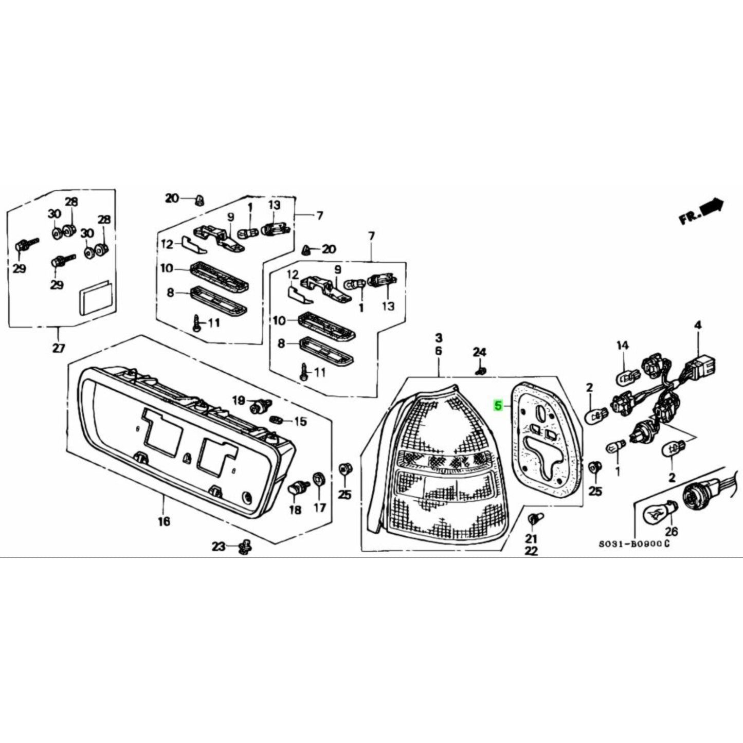 Honda OEM EK Hatch Tail Light Gasket