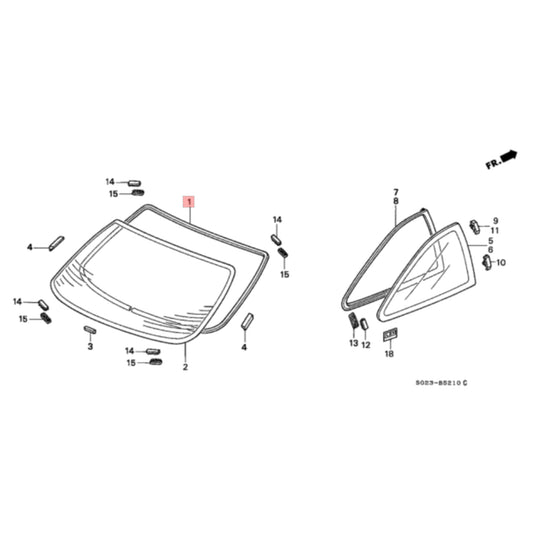 Honda OEM EK Coupe Rear Windshield Moulding