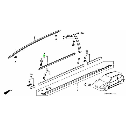 Honda OEM EG Civic Door Mouldings