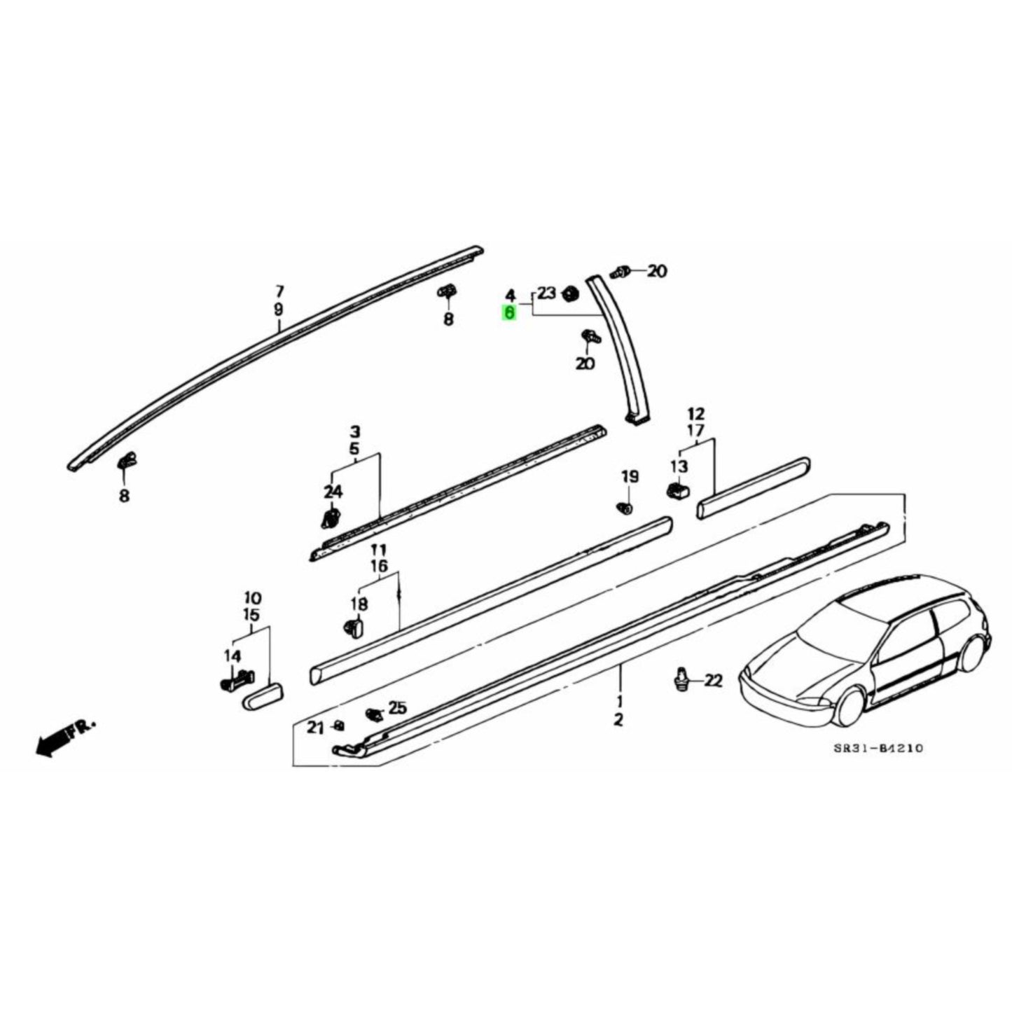 Honda OEM EG Civic Door Sash