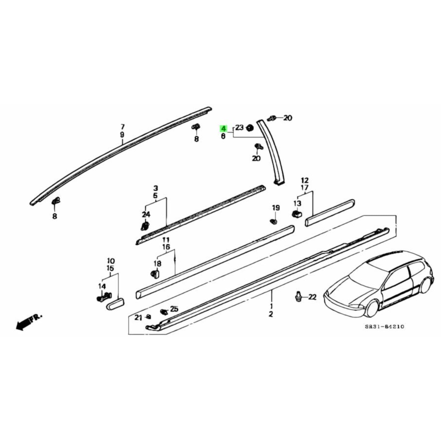 Honda OEM EG Civic Door Sash