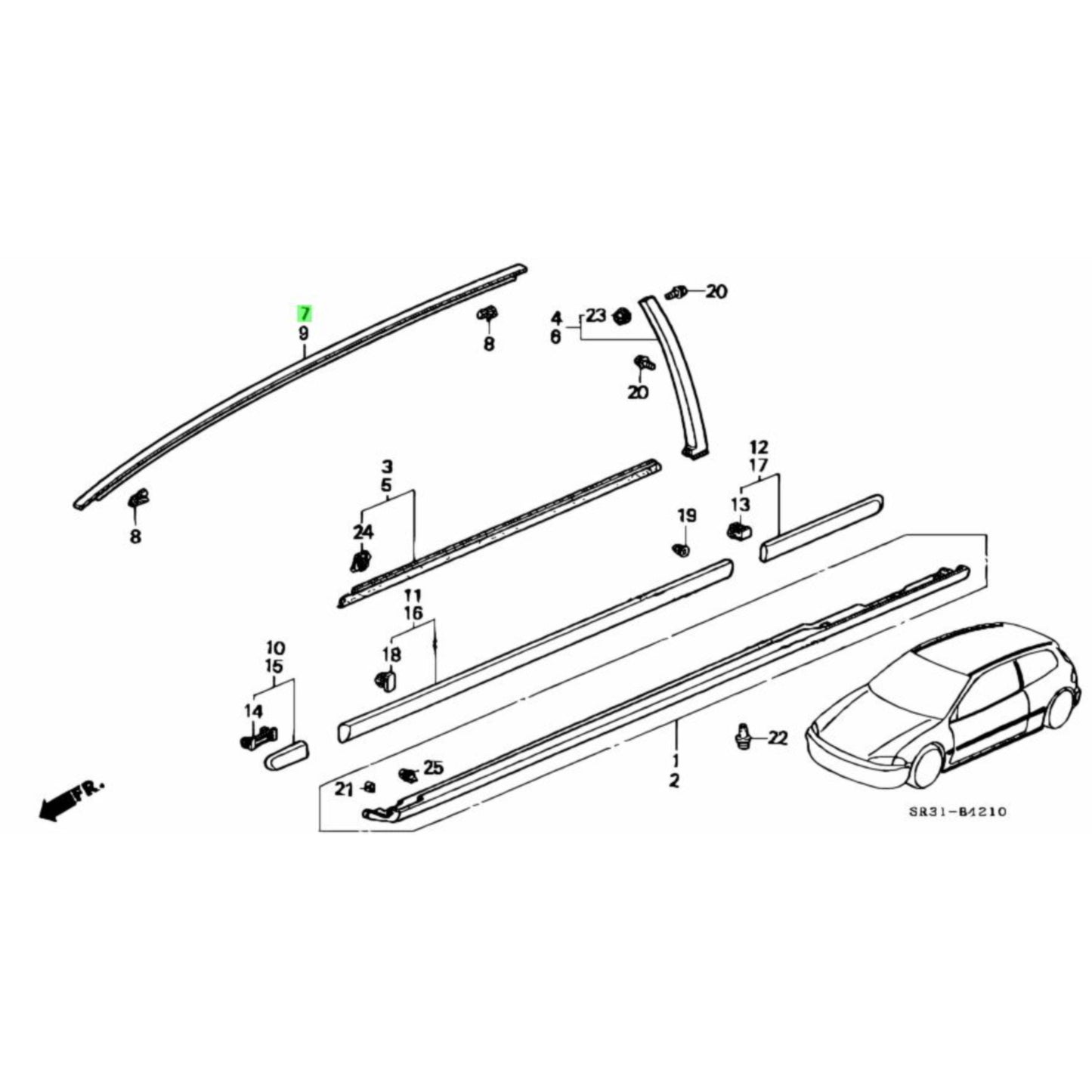 Honda OEM EG Civic Roof Mouldings