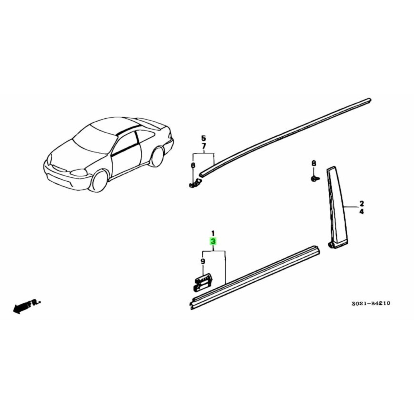 Honda OEM EK Civic Door Mouldings