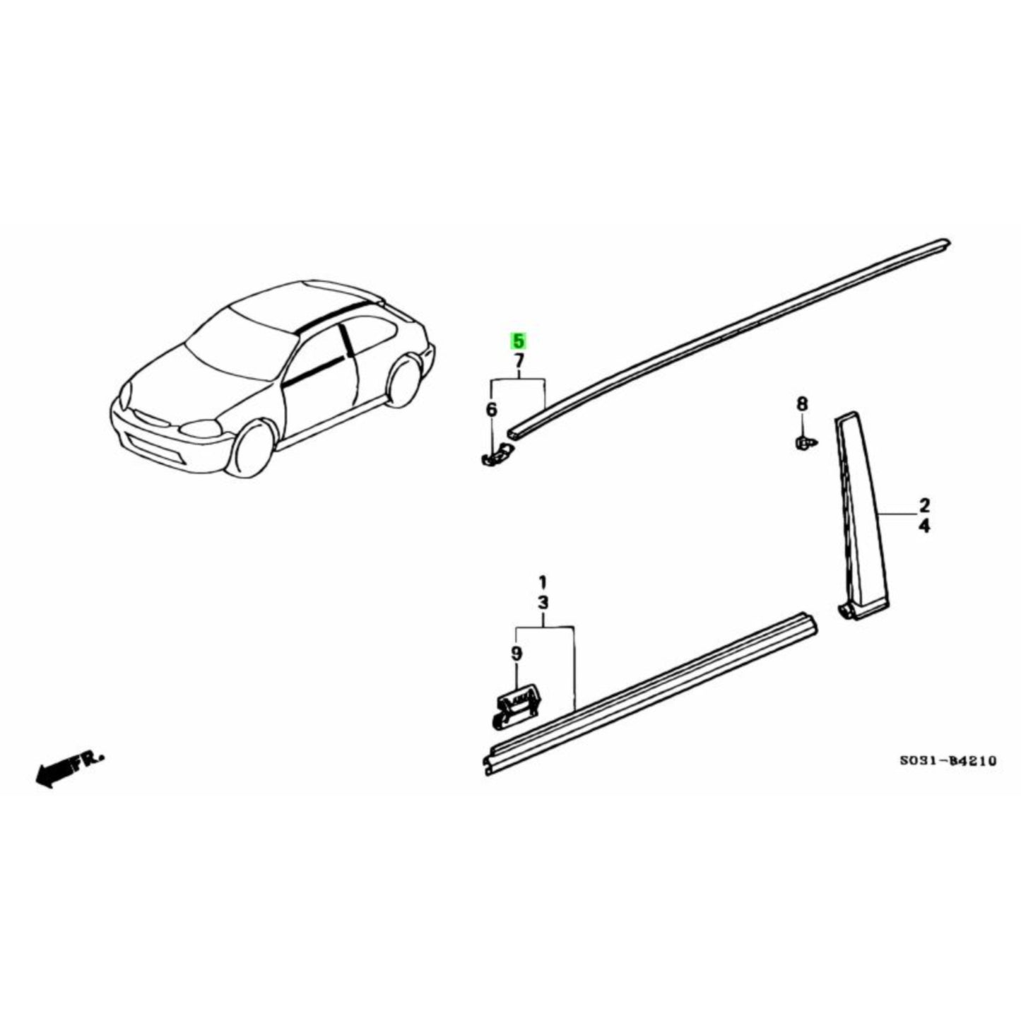 Honda OEM EK Civic Roof Mouldings